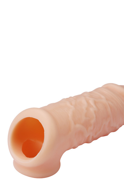 Nakładka na penisa, z zaczepem na jądra, płynny silikon, RealStuff Extender Nakładka na penisa, z zaczepem na jądra, płynny silikon, RealStuff Extender