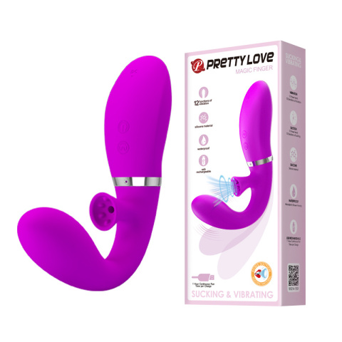 Stymulator łechtaczki i wibrator połączony w jednym urządzeniu - ssanie i drgania, silikon, USB, Magic Finger, Pretty Love Stymulator łechtaczki i wibrator połączony w jednym urządzeniu - ssanie i drgania, silikon, USB, Magic Finger, Pretty Love