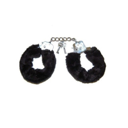 Kajdanki Love Cuffs, metalowe z futerkiem z poliestru.